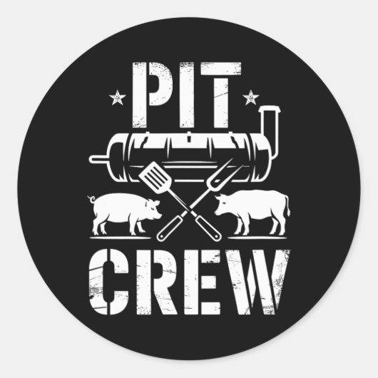 pit crew grilling bbq ronde sticker (Voorkant)