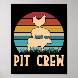 Pit Crew Koe Varken Kip Byrbecue Grillen BBQ Poster