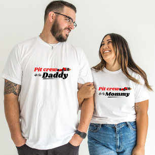 Pit Crew Papa Auto Race Verjaardag Mama Matching T-shirt