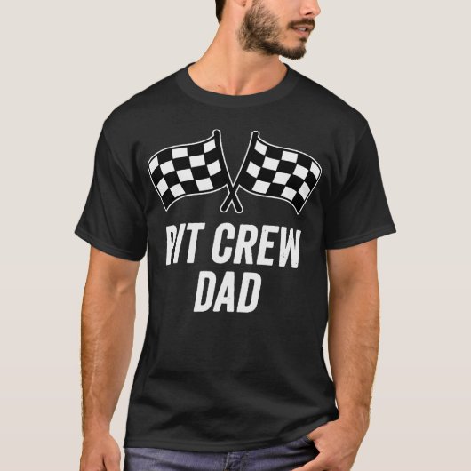 Pit Crew Papa Geruite Vlag Hosting Race Auto T-shirt (Voorkant)