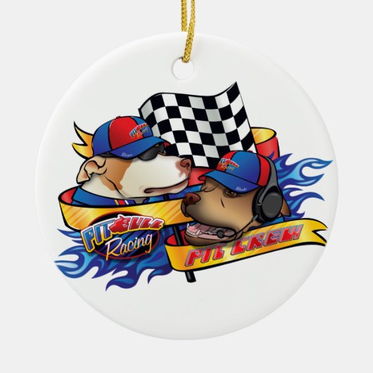 Pit Crew/Pit Bull Racing Keramisch Ornament (Voorkant)