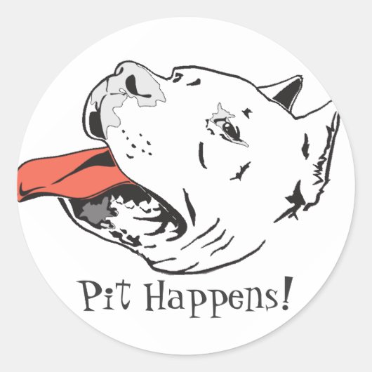 Pit Happens Funny Pit Bull Ronde Stickers (Voorkant)