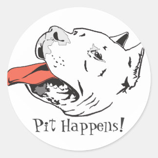 Pit Happens Funny Pit Bull Ronde Stickers