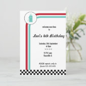 Pit Lane Racing Car Birthday Uitnodiging (Staand voorkant)