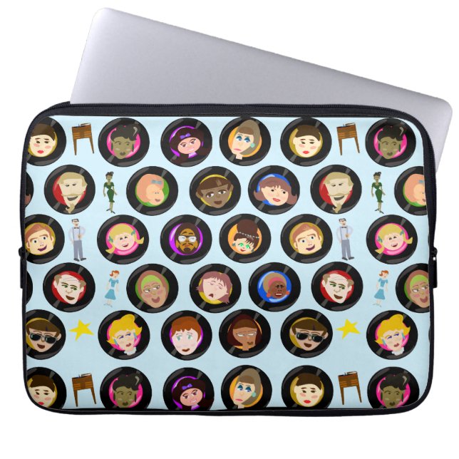 Pit Parade Oldie Records Cartoon Karton Vinyl Laptop Sleeve (Voorkant)