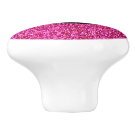 Pit-roze faux glitter Happy face Keramische Knop (Zijkant)
