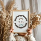 Pit Stop Blauw Race Car Sign Poster