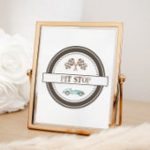 Pit Stop Blauw Race Car Sign Poster