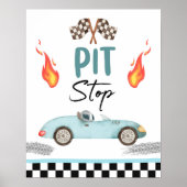 Pit Stop Blauwe Race Auto Twee Snelle Jongen Verja Poster (Voorkant)