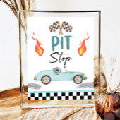 Pit Stop Blauwe Race Auto Twee Snelle Jongen Verja Poster