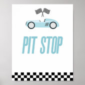 Pit Stop Blauwe Vlam Race Auto Party Tafelbord Poster (Voorkant)