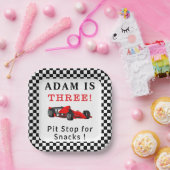 Pit Stop for Snacks – Red Race Car 3rd Party Papieren Bordje (Feest)