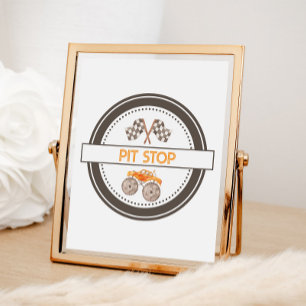 Pit Stop Monster Trucks Verjaardagsteken Poster