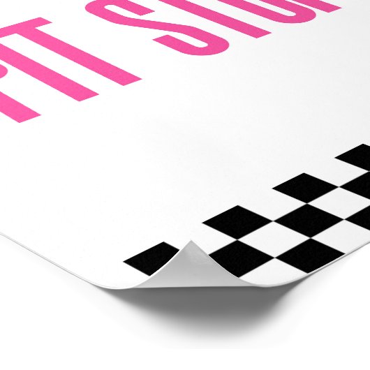 Pit Stop Pink Flame Race Auto Party Tafelbord Poster (Hoek)