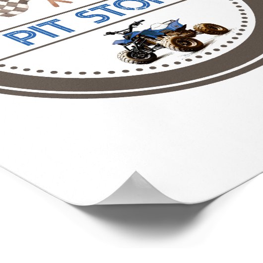 PIT STOP Quad Bike Verjaardagsteken Poster (Hoek)