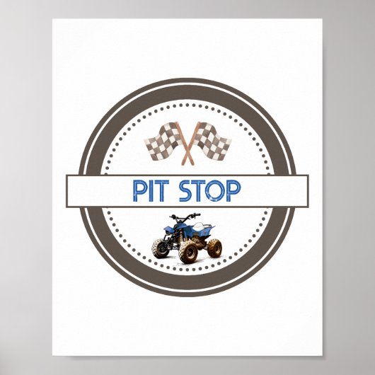 PIT STOP Quad Bike Verjaardagsteken Poster (Voorkant)