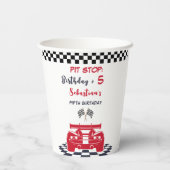 Pit stop race kinderen verjaardag papieren bekers (Achterkant)
