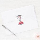 Pit stop race kinderen verjaardag ronde sticker (Envelop)