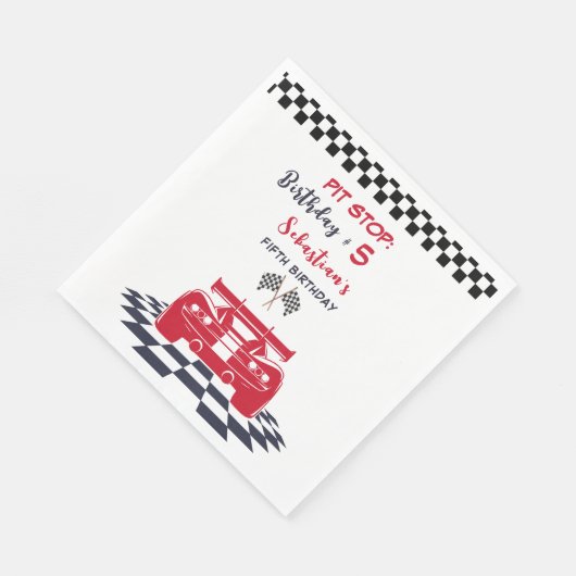 Pit stop race kinderen verjaardag servet (Hoek)