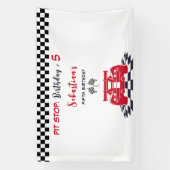 Pit stop race kinderen verjaardag spandoek (Verticaal)