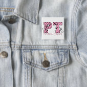 pit zwarte en roze pols vierkante button 5,1 cm (In situ)