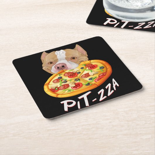 Pit-zza. Pit Bull & Pizza Middelgrote Gift Bag Dro Kartonnen Onderzetters (Schuin)