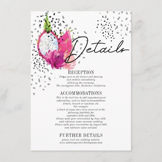 Pitaya bruiloft - Versluitingskaart Informatiekaartje (Voorkant)