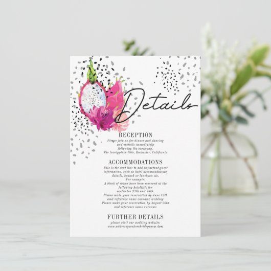 Pitaya bruiloft - Versluitingskaart Informatiekaartje (Staand voorkant)