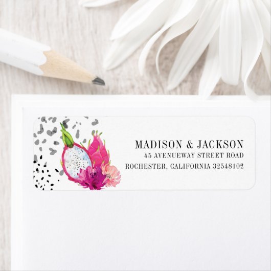 Pitaya Dragon Fruit Elegant Weddenschap Etiket (Insitu)