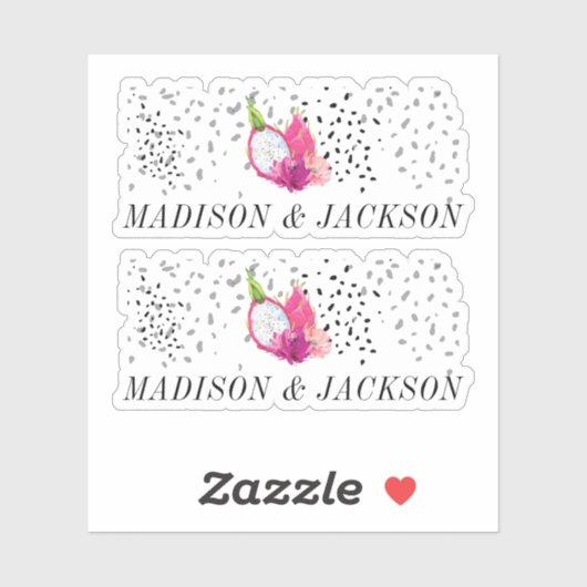 Pitaya Dragon Fruit Elegant Wedding Personalized Sticker (Vel)