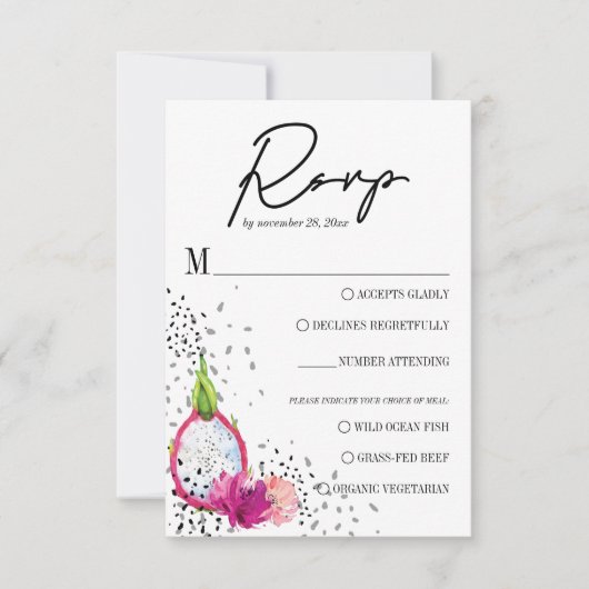 Pitaya Dragon Fruit Elegant Wedding RSVP Kaartje (Voorkant)