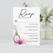 Pitaya Dragon Fruit Elegant Wedding RSVP Kaartje (Staand voorkant)