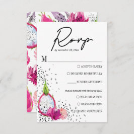 Pitaya Dragon Fruit Elegant Wedding RSVP Kaartje