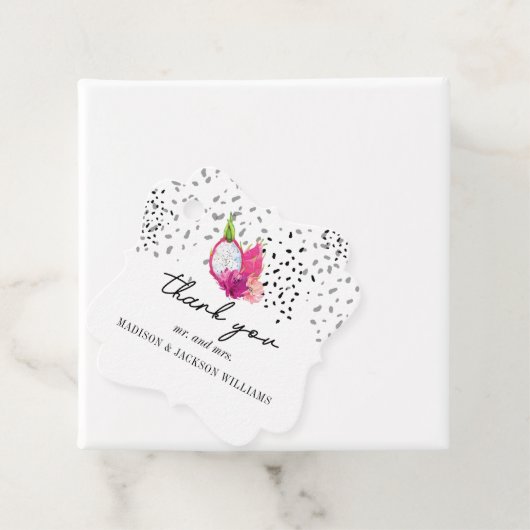Pitaya Dragon Fruit Weddenschap Bedankjes Labels (In situ)