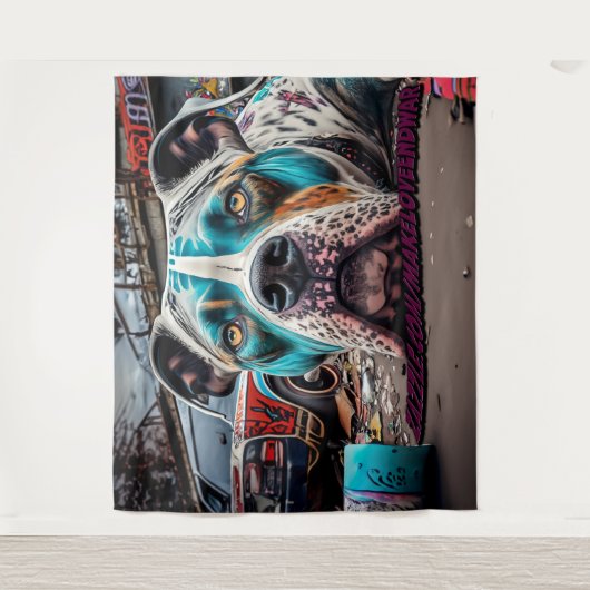 pitblauw wandkleed (Voorkant)