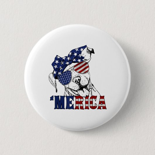 Pitbull 4 juli Amerikaanse vlag zonnebril Ronde Button 5,7 Cm (Voorkant)