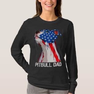 Pitbull 4th of July Mannen Pitbull Papa American F T-shirt