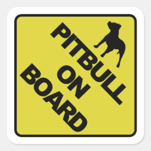 Pitbull aan boord vierkante sticker