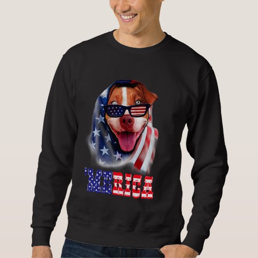 Pitbull American Flag 4 juli Pitbull Pap Dog Trui (Voorkant)