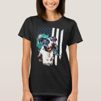 Pitbull American Flag Independence Day - T-shirt