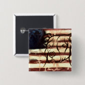 Pitbull American Vierkante Button 5,1 Cm (Voorkant /achterkant)