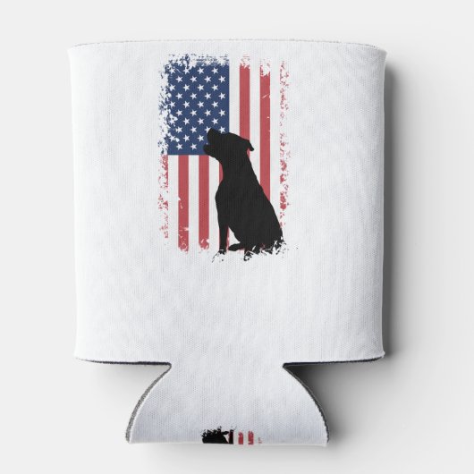 Pitbull Amerikaanse vlag silhouet Blikjeskoeler (Achterkant)