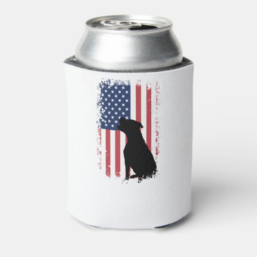 Pitbull Amerikaanse vlag silhouet Blikjeskoeler (Blikje Achterkant)