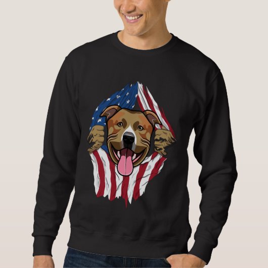 Pitbull Amerikaanse vlag Trui (Voorkant)