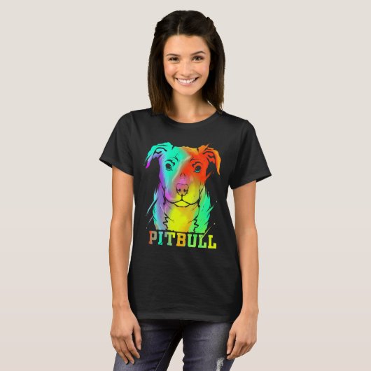 Pitbull Artwork Pit Bull Dog Lover T-shirt (Voorkant volledig)