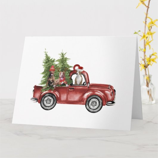 Pitbull Auto Kerst Ornament Grappige Kerst Geschen Kaart (Gele Bloem)