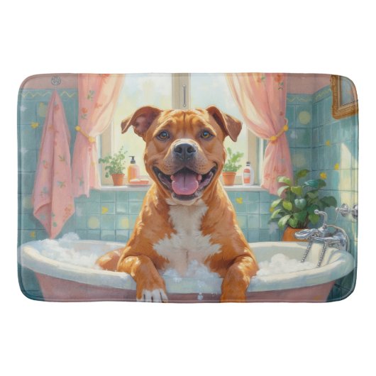 Pitbull badtijd gelukkig badkamerdecor badmat (Voorkant)