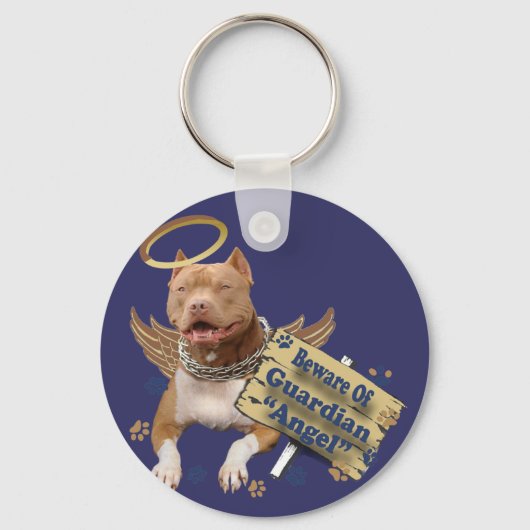 Pitbull Beware van Guardian Angel Gifts Sleutelhanger (Voorkant)