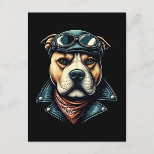 Pitbull Biker Briefkaart