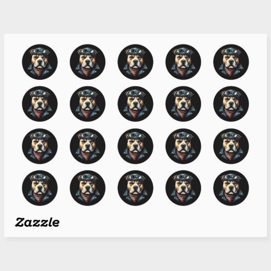 Pitbull Biker Ronde Sticker (Vel)